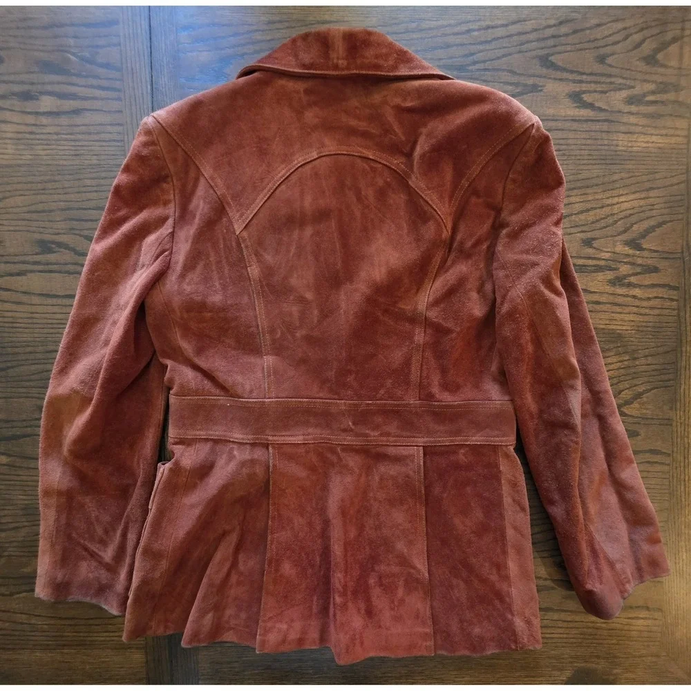 Chess King Men's Brown Leather Blazer Jacket Size 42 Vintage 70s 80s Suede